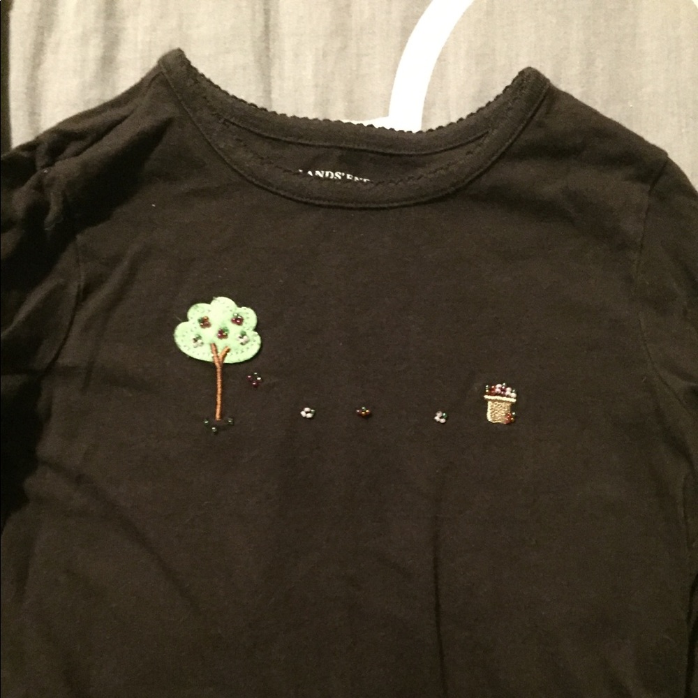 Lands'end brown long sleeve Apple shirt